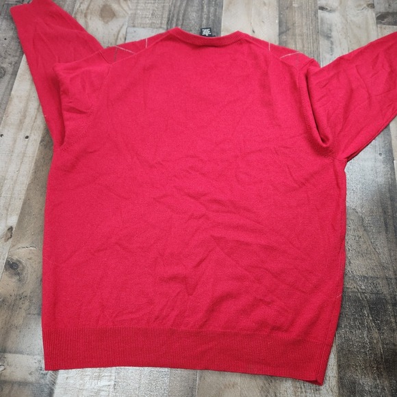 Mens Jos A Bank Executive Collection size XL Red Lambs Wool Blend Vneck Sweater - Picture 2 of 7